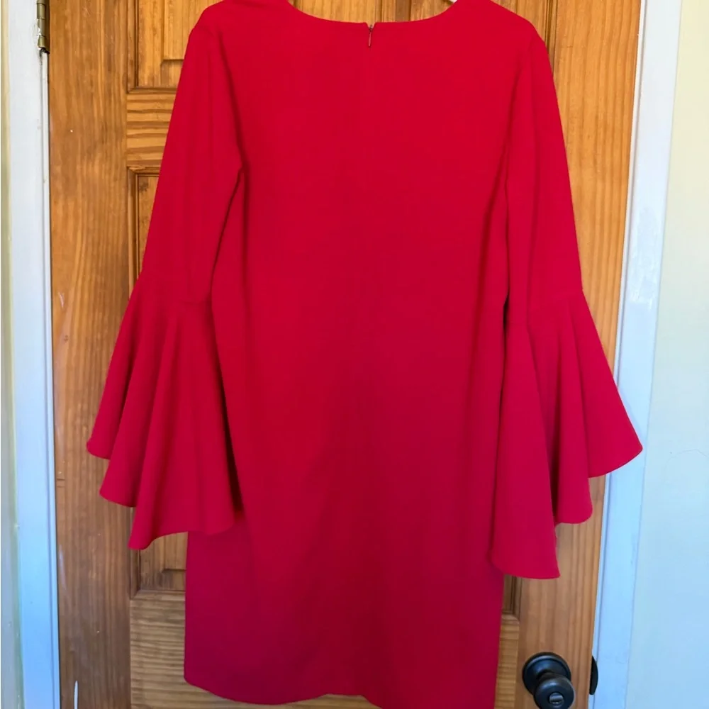 Maggy London Vibrant Red Long Sleeve Dress - Picture 2 of 7